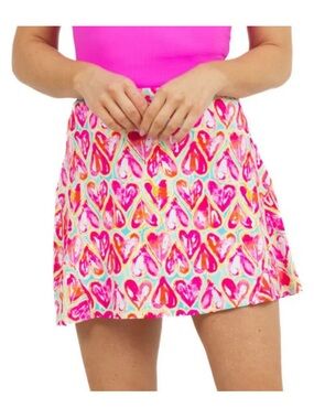IBKUL Swing Skort Golf Skirt Audrey Seafoam Heart Print Pattern Womens X-Large